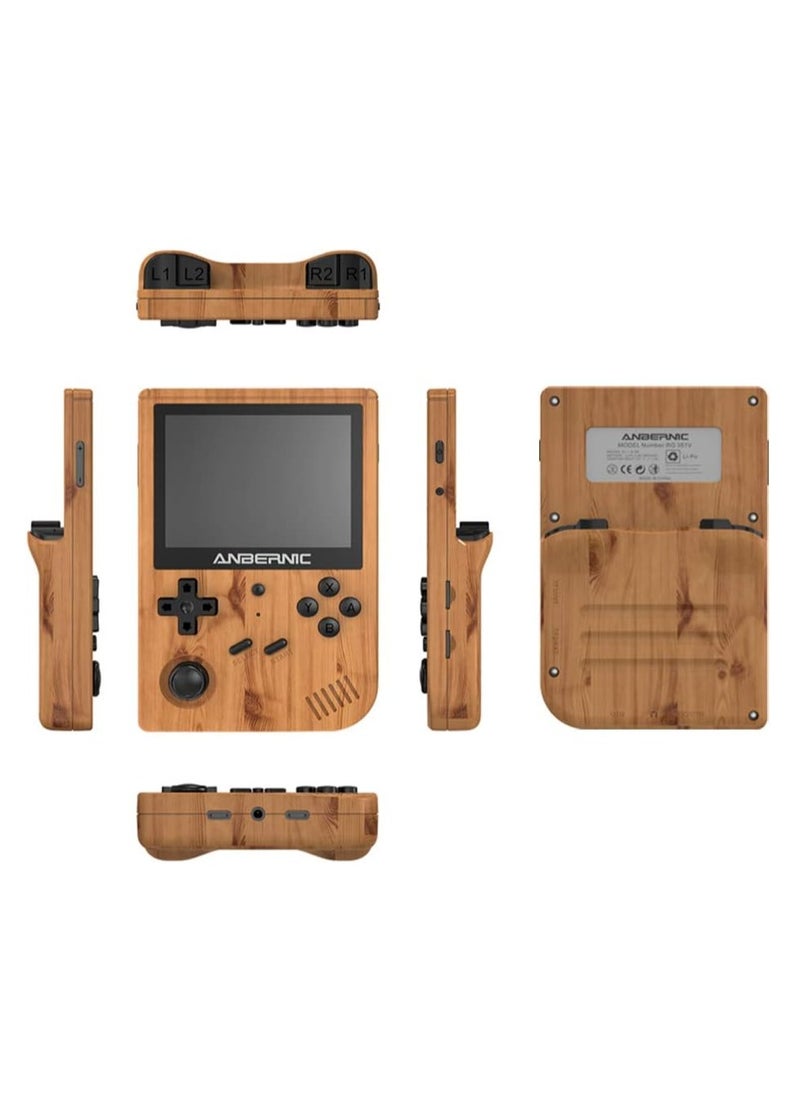 ANBERNIC  - RG351V Handheld Game Console, Plug & Play Video Games Supports Double TF Extend 256GB, Portable Game Console 3.5 Inch IPS Screen 2521 Games (Woodgrain) - Image 1