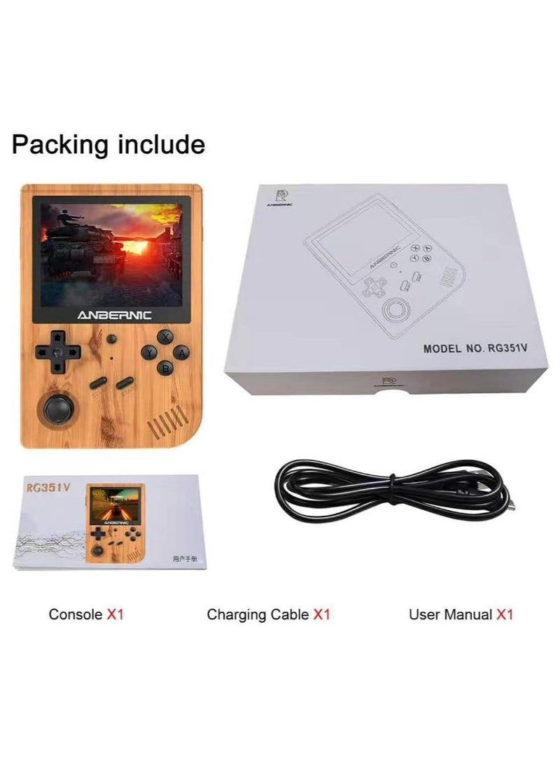 ANBERNIC  - RG351V Handheld Game Console, Plug & Play Video Games Supports Double TF Extend 256GB, Portable Game Console 3.5 Inch IPS Screen 2521 Games (Woodgrain) - Image 1