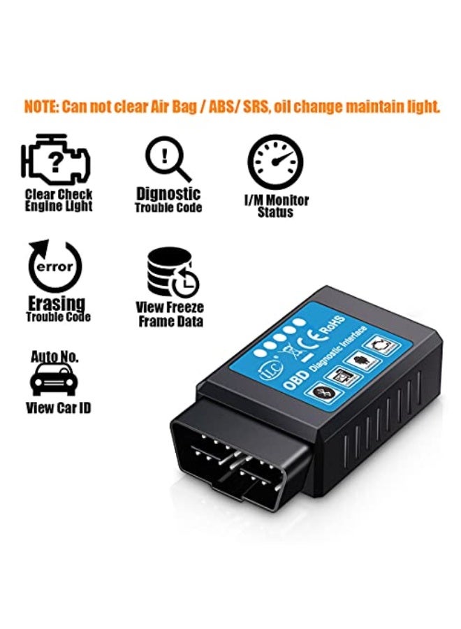Generic iLC OBD2 OBD Bluetooth Car Diagnostic Scanner Tool ES OBD2 – Compatible with Android & Windows Device (Not for Apple iPhone iPad) - Image 2
