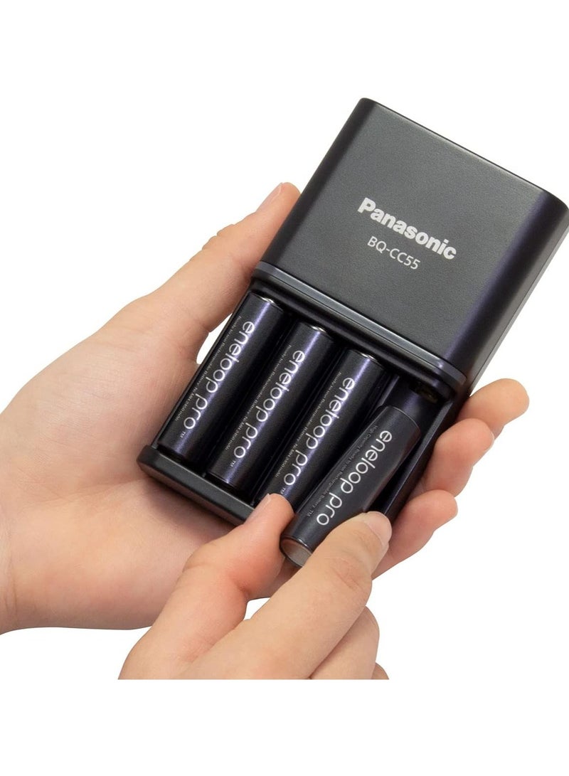 Panasonic Eneloop Pro Charger With Pack Of 4 Aa 2550Mah Rechargeable Batteries,K-KJ55HCC40T - Image 3
