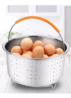 Excefore Sturdy Steamer Basket, 304 Stainless Steel Steamer Insert with Silicone Handle, Multifunctional Pressure Cooker Accessories for Steaming Vegetables Corn Eggs Rice Meat(3QT)  - Image 3