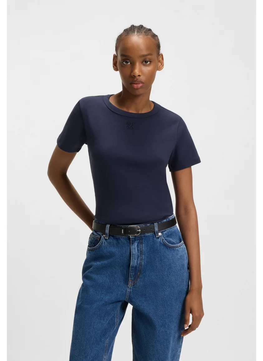 هوجو Cotton-blend T-shirt with stacked-logo embroidery