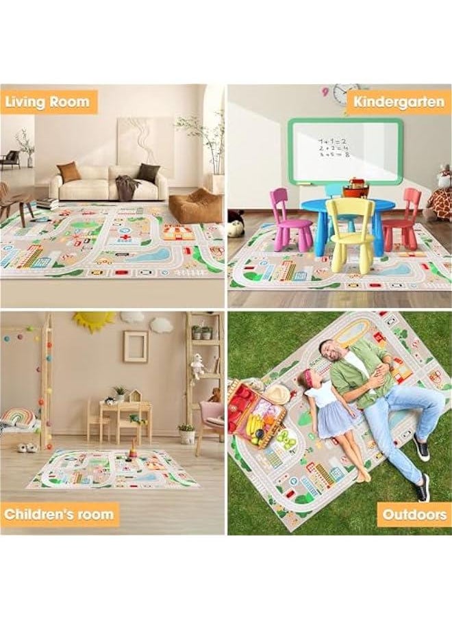 Generic - Kid Rug Carpet Playmat for Toy Cars and Train，Play Area Rug with Rubber Backing，Fun Throw Rug，Ideal Gift for Children Baby Bedroom Play Room(120×160cm/47×63in) - Image 1