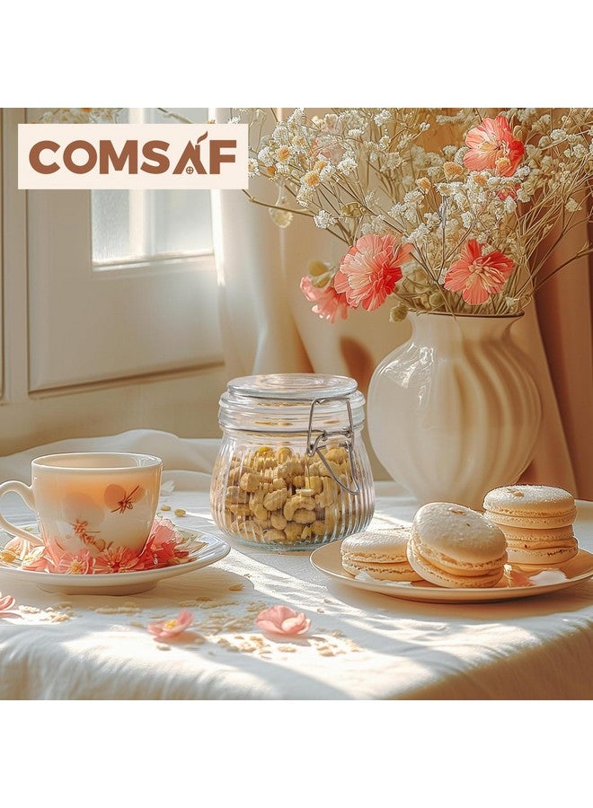 ComSaf Airtight Glass jar with lid 17oz, Glass Storage Containers with Lids, Small Canister, Mason Jars, Minimalist Jar for Kitchen Canning, Overnight Oats, Pickle, Spice, Set of 6 - Image 5