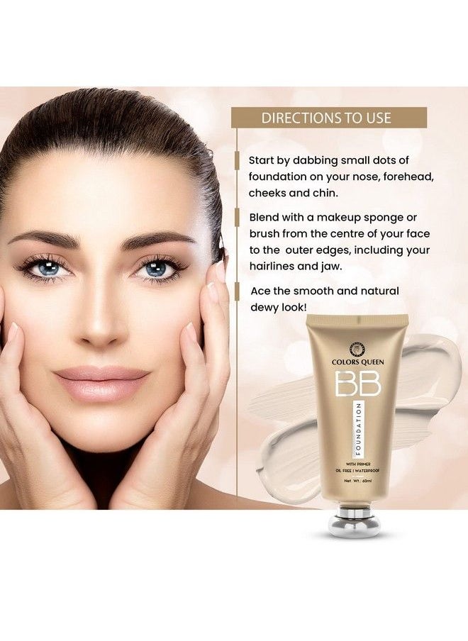COLORS QUEEN - Bb Liquid Foundation For Face Makeup ; Matte Finish Medium To Full Coverage Foundation With Spf ; Waterproof Sweatproof Foundation For All Skin Types (Golden Beige) - Image 1