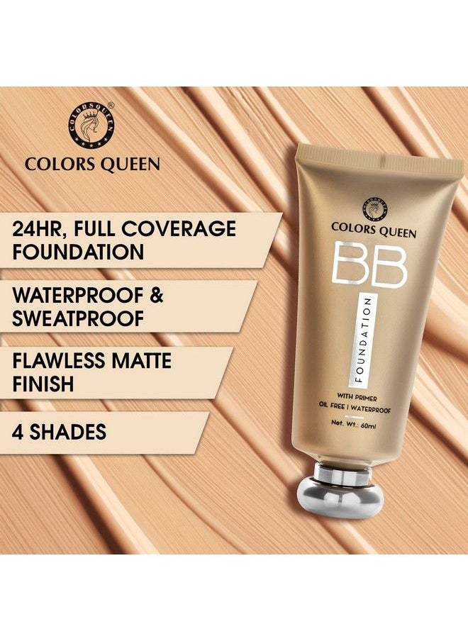 COLORS QUEEN - Bb Liquid Foundation For Face Makeup ; Matte Finish Medium To Full Coverage Foundation With Spf ; Waterproof Sweatproof Foundation For All Skin Types (Golden Beige) - Image 1
