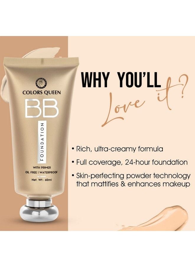 COLORS QUEEN - Bb Liquid Foundation For Face Makeup ; Matte Finish Medium To Full Coverage Foundation With Spf ; Waterproof Sweatproof Foundation For All Skin Types (Golden Beige) - Image 1