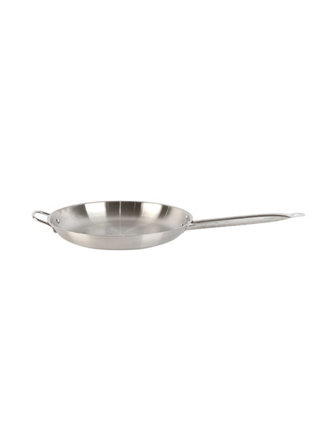 Alsaif home Stainless Steel Frying Pan with Helper Handle - Silver - 35 cm