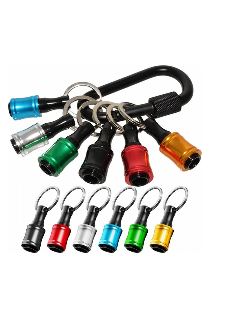 Yakumuz 6Pcs Upgrade Bit Holder Keychain, Yakumuz 1/4" Hex Shank Aluminum Alloy Screwdriver Bits Holder Light-weight Quick-change Extension Bar Drill Screw Adapter Change Portable for Power Drill Bit Extensions  - Image 1
