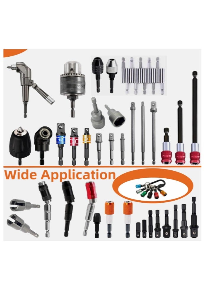Yakumuz 6Pcs Upgrade Bit Holder Keychain, Yakumuz 1/4" Hex Shank Aluminum Alloy Screwdriver Bits Holder Light-weight Quick-change Extension Bar Drill Screw Adapter Change Portable for Power Drill Bit Extensions  - Image 2