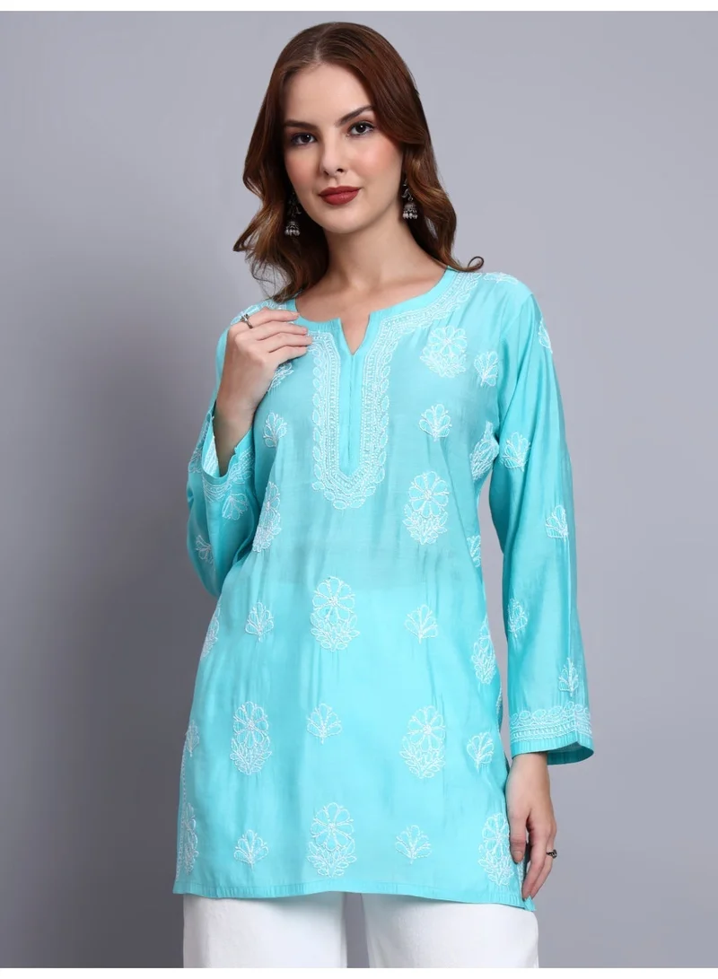 Alaya Hand Embroidered Chikankari Chanderi Kurti-AL4090