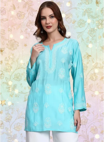 Alaya Hand Embroidered Chikankari Chanderi Kurti-AL4090
