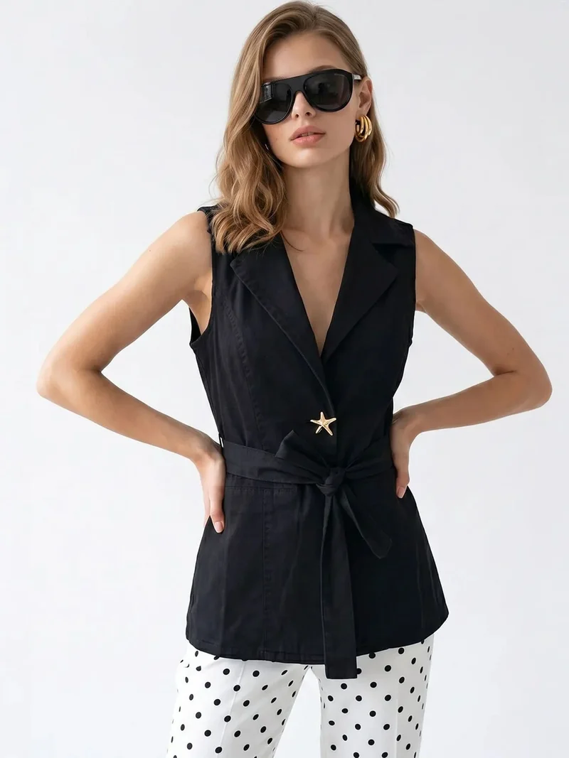 ميكسراي MIXRAY Cotton Poplin Belted Waistcoat