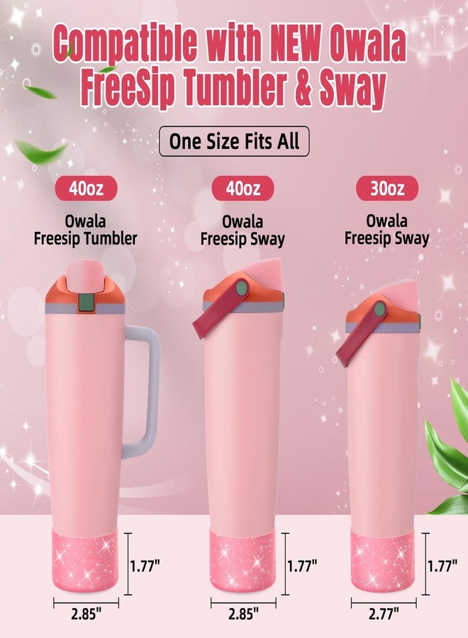 BKBY 2PCS Silicone Boot Compatible with Owala 30oz & 40oz FreeSip Sway Bottles & Tumblers, Protective Anti-Slip Bottom Cover Sleeve for Freesip Sway Tumbler (Transparent Pink) - Image 2