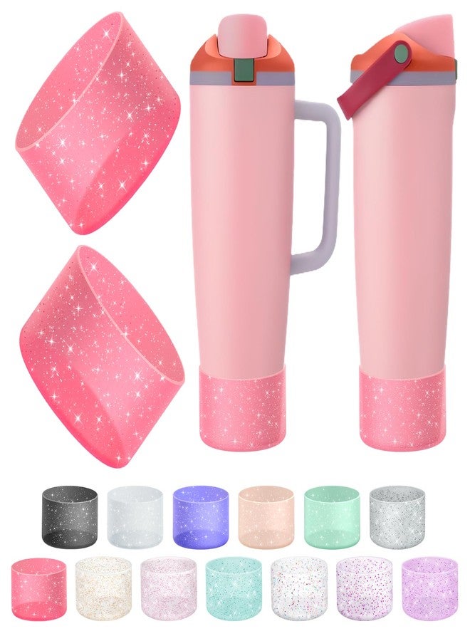 BKBY 2PCS Silicone Boot Compatible with Owala 30oz & 40oz FreeSip Sway Bottles & Tumblers, Protective Anti-Slip Bottom Cover Sleeve for Freesip Sway Tumbler (Transparent Pink) - Image 1