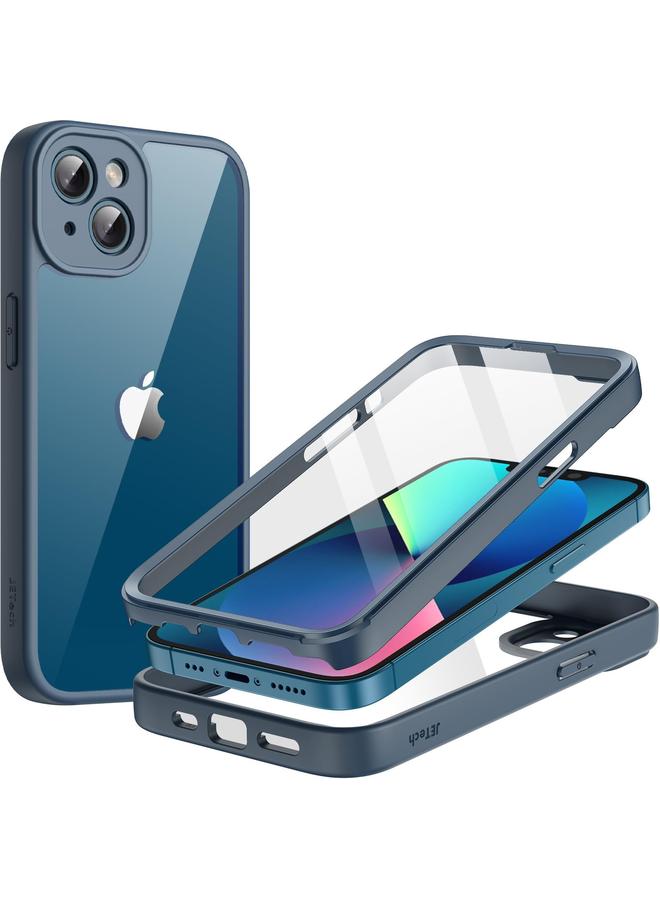 جي تيك جراب لهاتف iPhone 13 مقاس 6.1 بوصة مع واقي شاشة مدمج من الزجاج المقوى 360 درجة حماية كاملة للجسم شديد التحمل مقاوم للصدمات غطاء هاتف قوي شفاف خلفي أزرق داكن - Image 1