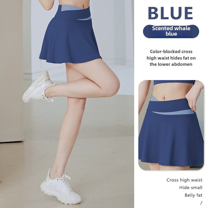 Generic Color Block Fitness Skort for Summer Workouts Fragrant whale Blue