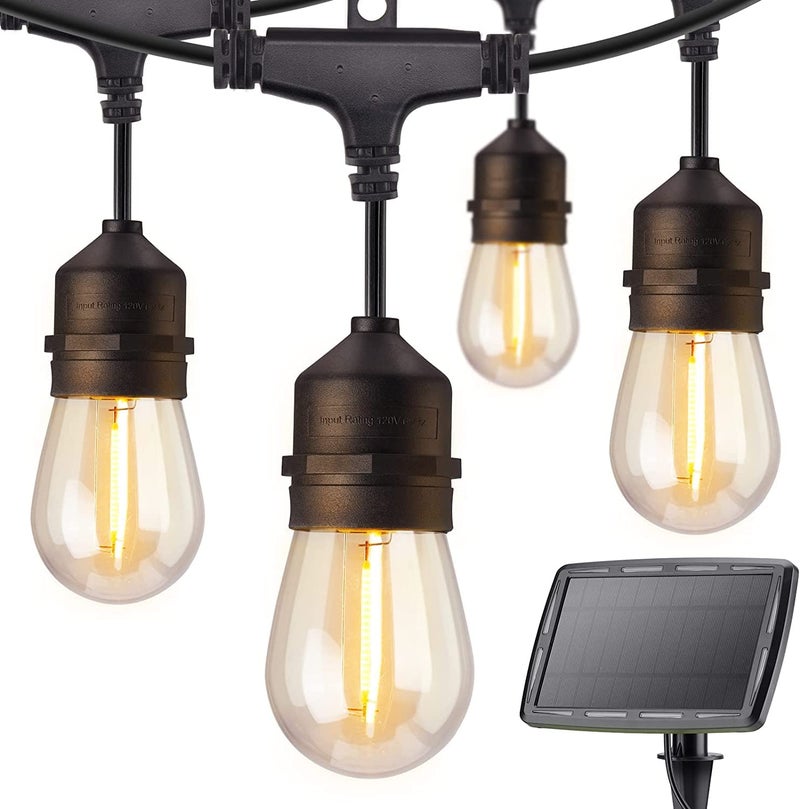 Quace 19FT 10 LED Solar String Lights Outdoor - Patio Lights with 4 Lighting Mode, USB & Solar Powered Outdoor String Lights Decorative, IP65 Waterproof String Lights for Outside Garden Yard Balcony - Image 1