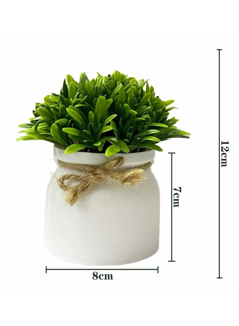 3pcs Mini Artificial Potted Plants, Fake Greenery with White Plastic Pots & Rustic Twine Decor, Faux Small Plants for Home, Office, Bathroom, Shelf, Desk and Farmhouse Table Decor - Image 2