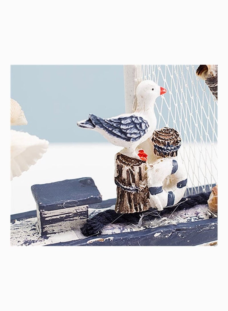كابتن تيك نموذج مركب شراعي خشبي ، SYOSI Seagull Seashell Sailboat الديكور نموذج قارب شراعي خشبي مع Seagull Seashell Nautical Gift سطح الطاولة زخرفة للديكور المنزلي مقاس S - Image 5