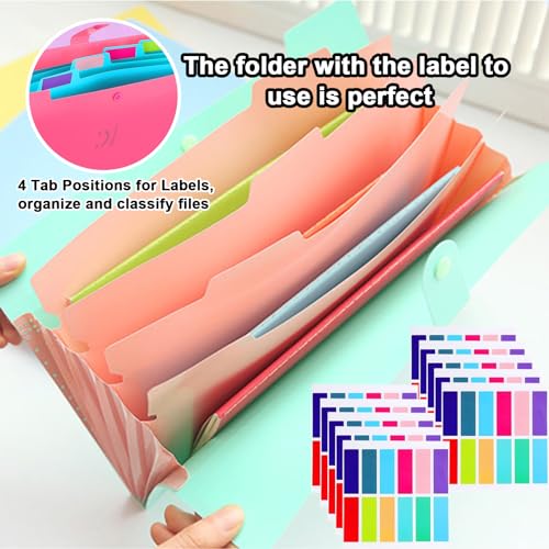xlehoely xlehoel 10 PCS Expanding File Folders,A4 Letter Size Accordion Organizer Folder,Expandable File Folder Organizer with 5 Pockets,Plastic Document Organizer with 120 Labels for School Office Supplies - Image 4