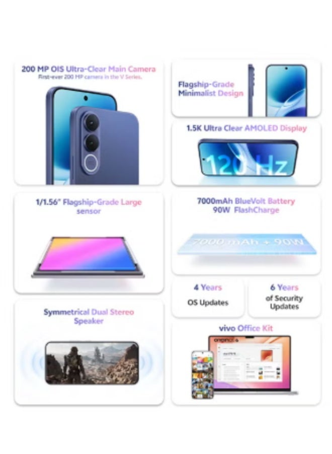 vivo V70 FE 5G AI Dual SIM Titanium Silver 12GB 256GB With Exclusive Gifts: TWS 90W Charger, Protective Cover, 4-year free battery replacement And 24 Months Warranty + 1 Year Screen Replacement - Middle East Version - Image 2