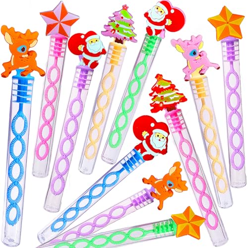 PSDFH 24 Packs Mini Bulk Christmas Santa Claus Tree Deer Snowman Snowflake Theme Bubble Wands for Party Supplies - Image 1