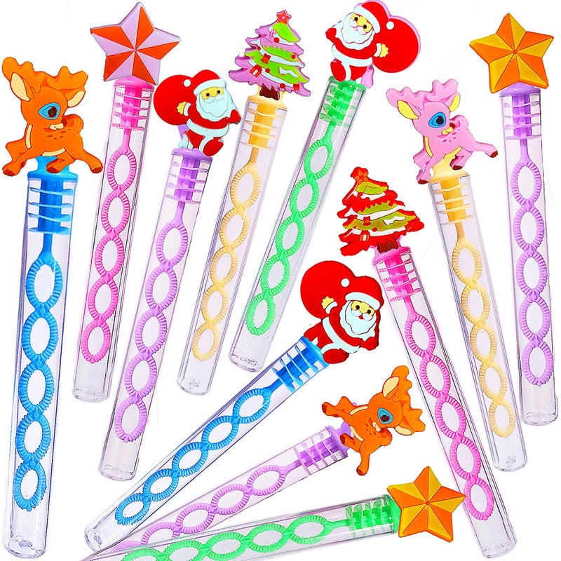 PSDFH 24 Packs Mini Bulk Christmas Santa Claus Tree Deer Snowman Snowflake Theme Bubble Wands for Party Supplies - Image 3