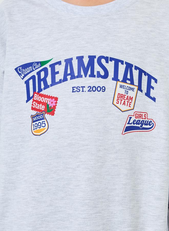 ستايلي سويت شيرت قطن برسومات دريم ستات رمادي للمراهقين - Image 4