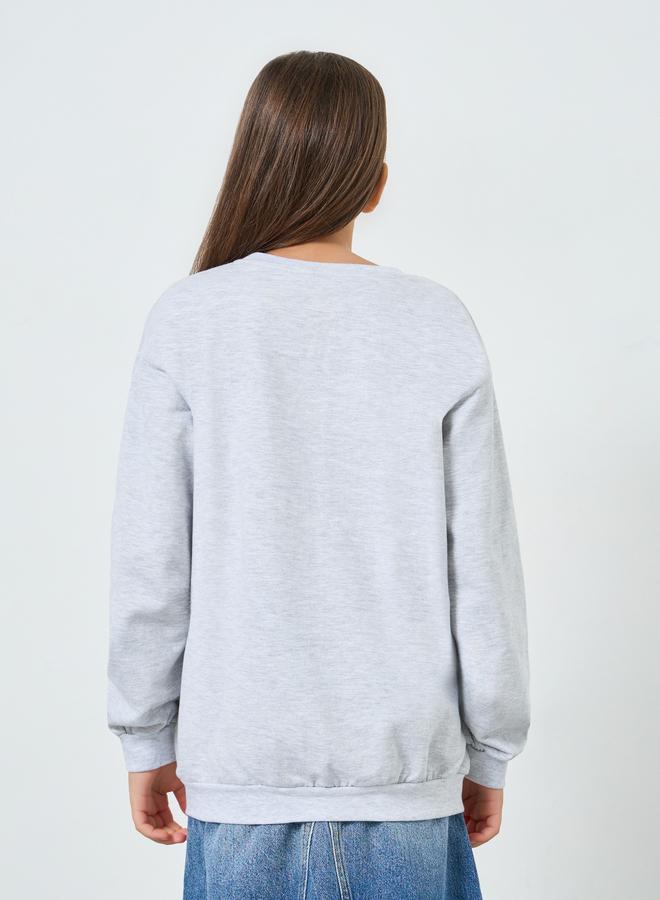 ستايلي سويت شيرت قطن برسومات دريم ستات رمادي للمراهقين - Image 5