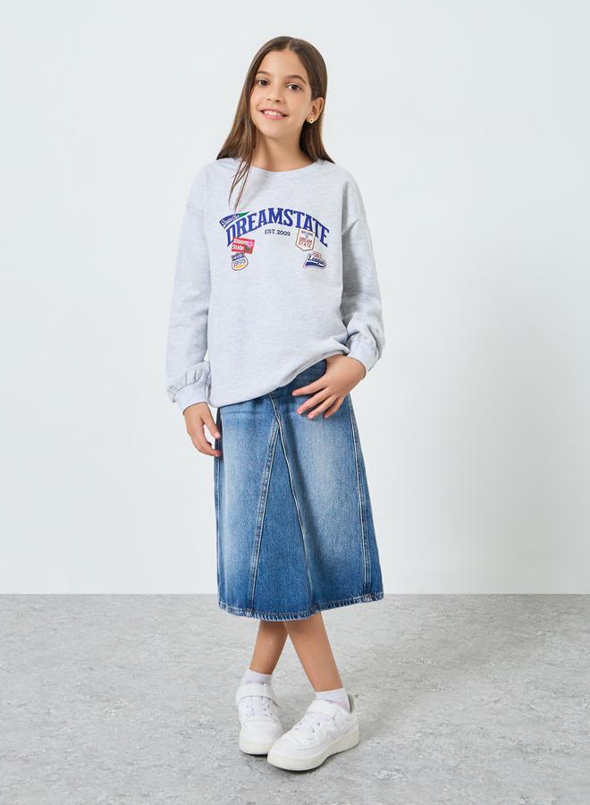 ستايلي سويت شيرت قطن برسومات دريم ستات رمادي للمراهقين - Image 2