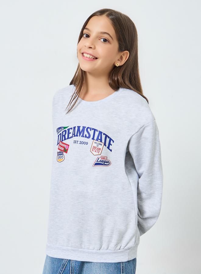 ستايلي سويت شيرت قطن برسومات دريم ستات رمادي للمراهقين - Image 3