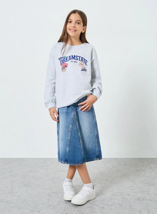 ستايلي سويت شيرت قطن برسومات دريم ستات رمادي للمراهقين