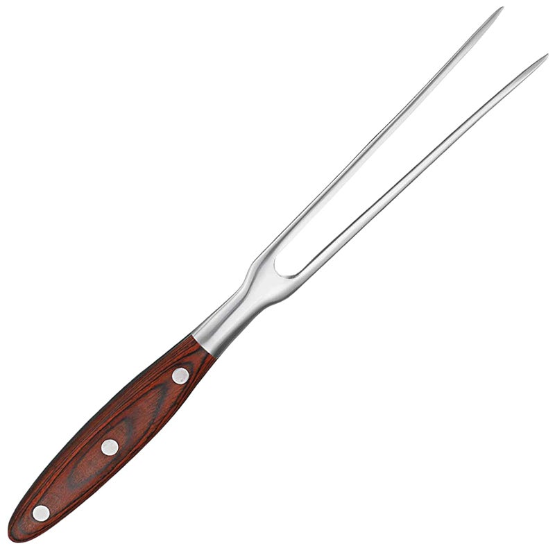 VOJACO VOJACO Carving Fork Metal Fork 12 Inch Long Cooking Fork with Wooden Handle Heavy Duty Stainless Steel Kitchen Serving Grill BBQ Chef Turning Barbecue Two Tined Fork 
