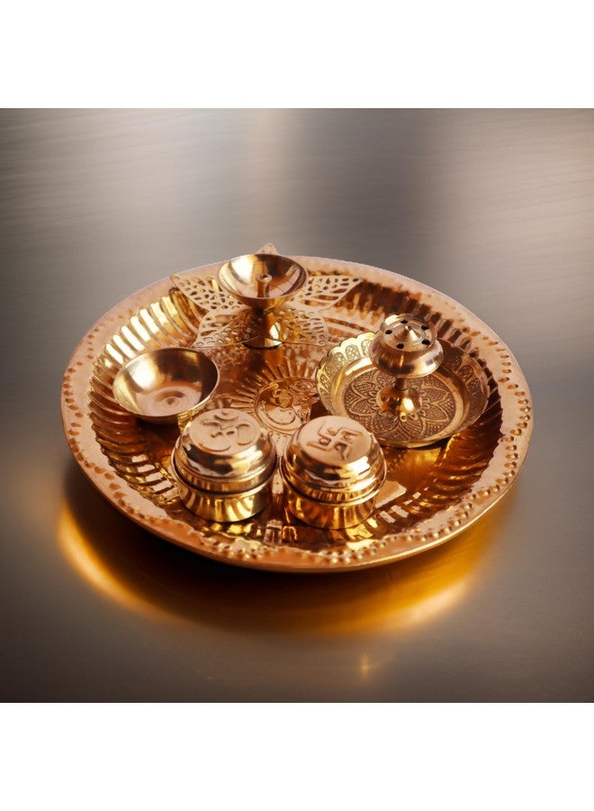 Salvus App SOLUTIONS مجموعة صينية بوجا من سالفوس APP SOLUTIONS مصنوعة من النحاس مع وعاء، ديا فيلاكو، صندوقين سندهور ووقوف عود البخور للطقوس المقدسة (ذهبي_7 بوصة) - Image 3