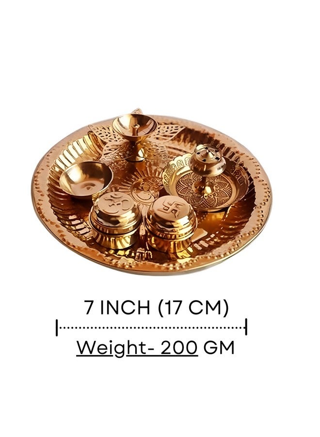 Salvus App SOLUTIONS مجموعة صينية بوجا من سالفوس APP SOLUTIONS مصنوعة من النحاس مع وعاء، ديا فيلاكو، صندوقين سندهور ووقوف عود البخور للطقوس المقدسة (ذهبي_7 بوصة) - Image 2