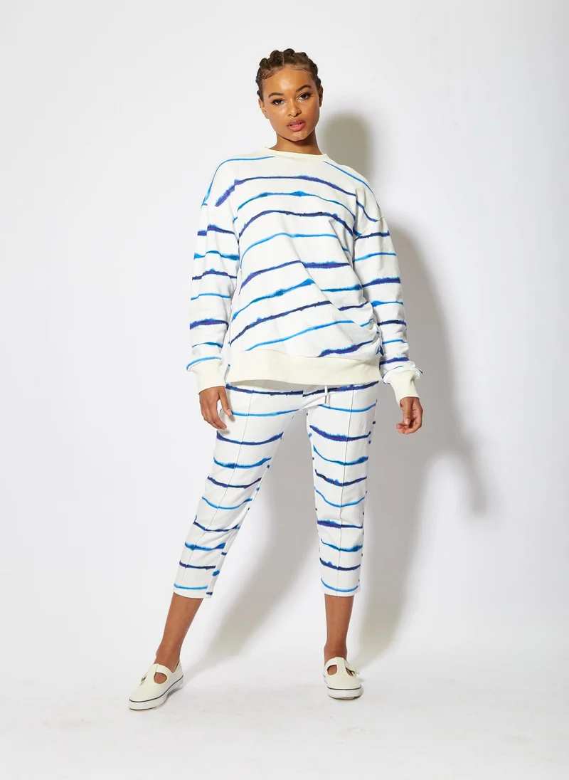 House Of Holland  Blue Ink Stripe Sweatshirt Zip Detail for Women | Best Price UAE