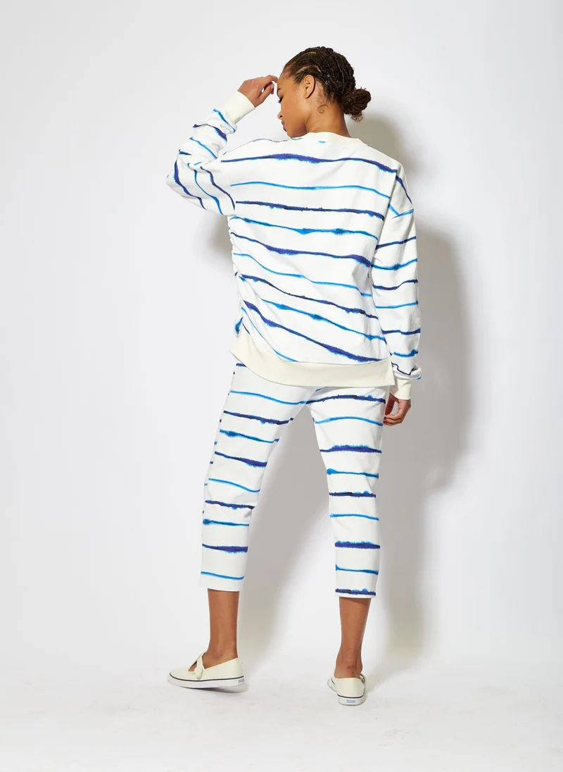 House Of Holland  Blue Ink Stripe Sweatshirt Zip Detail for Women | Best Price UAE