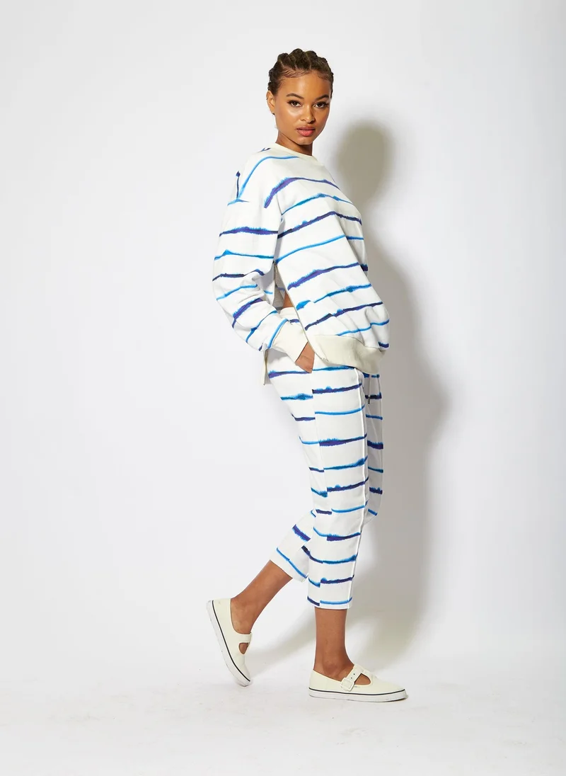 House Of Holland  Blue Ink Stripe Sweatshirt Zip Detail for Women | Best Price UAE