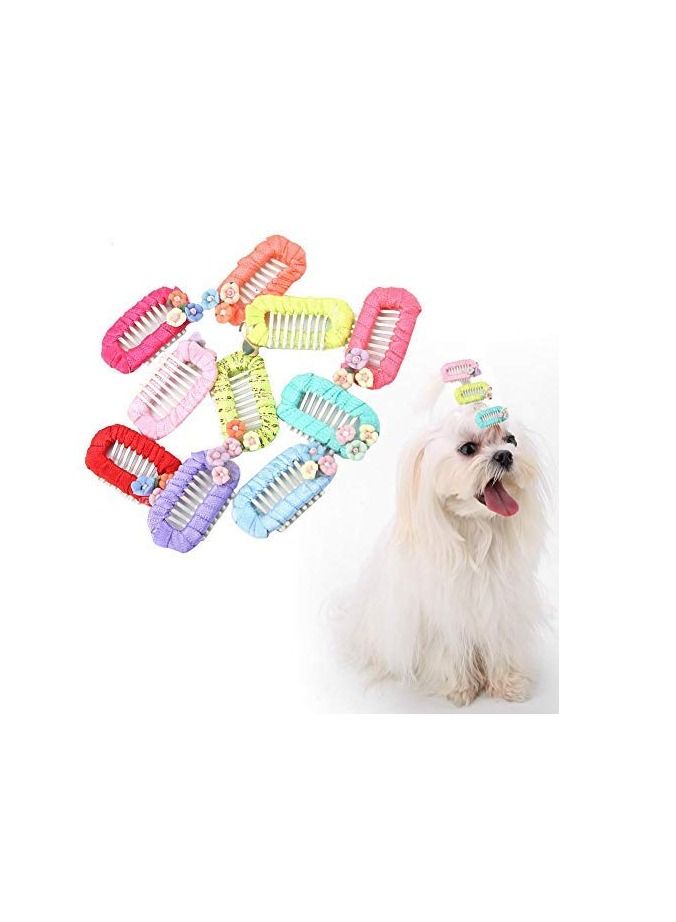 KASTWAVE Pet Hair Clips Cute Flower Pet Topknot Lovely Cats Dogs Hairpins Pet Grooming Headwear Pet Hair Accessories (Random Color 10Pcs) - Image 1