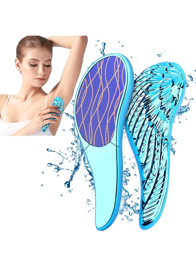 Excefore Bleame Crystal Hair Eraser Magic Wing Crystal Hair Removal Exfoliation Painless Hair Removal Tool For Men & Women Soft Silky Skin Full Body Hair Removal Blue - Image 1