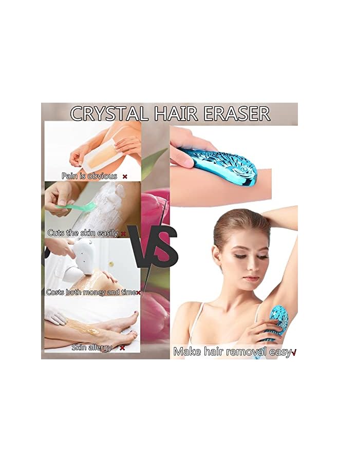 Excefore Bleame Crystal Hair Eraser Magic Wing Crystal Hair Removal Exfoliation Painless Hair Removal Tool For Men & Women Soft Silky Skin Full Body Hair Removal Blue - Image 2