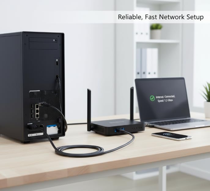 SNAPPSY كابل شبكة سوبر جيجابت | 0.5م كابل إيثرنت أسود اتصالات موثوقة ومرنة لأجهزة الكمبيوتر والموجهات والأجهزة الأخرى عالية السرعة - Image 2