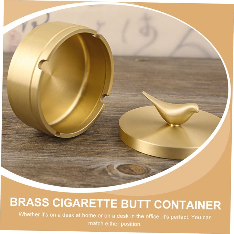 Brass Bird Pattern Ashtray Compact Wear Resistant For Home Office Car Vintage Decor - Image 4