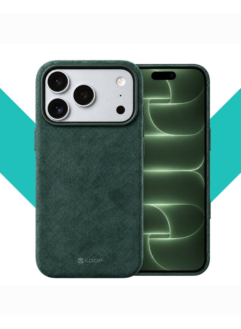 LOOP Alcantara Case Compatible with iPhone 18 Pro, Slim MagSafe Compatible Cover, Soft Suede Feel, Metal Buttons, Raised Camera and Screen Protection - Image 1