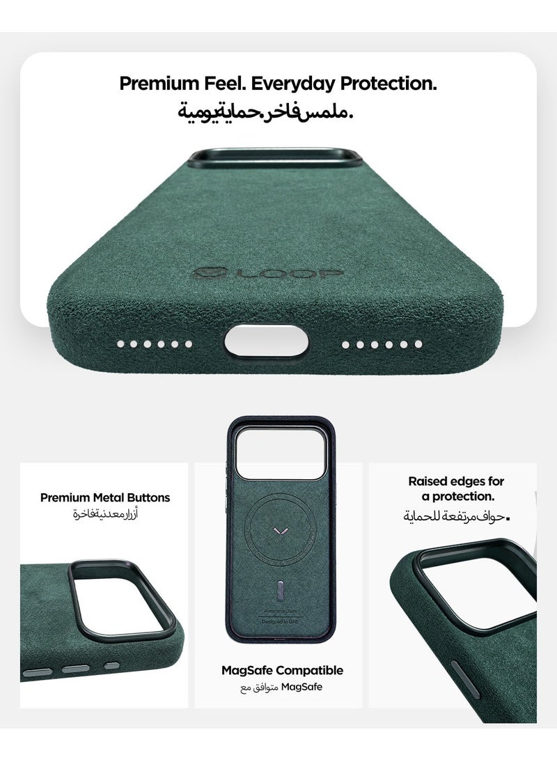 LOOP Alcantara Case Compatible with iPhone 18 Pro, Slim MagSafe Compatible Cover, Soft Suede Feel, Metal Buttons, Raised Camera and Screen Protection - Image 5