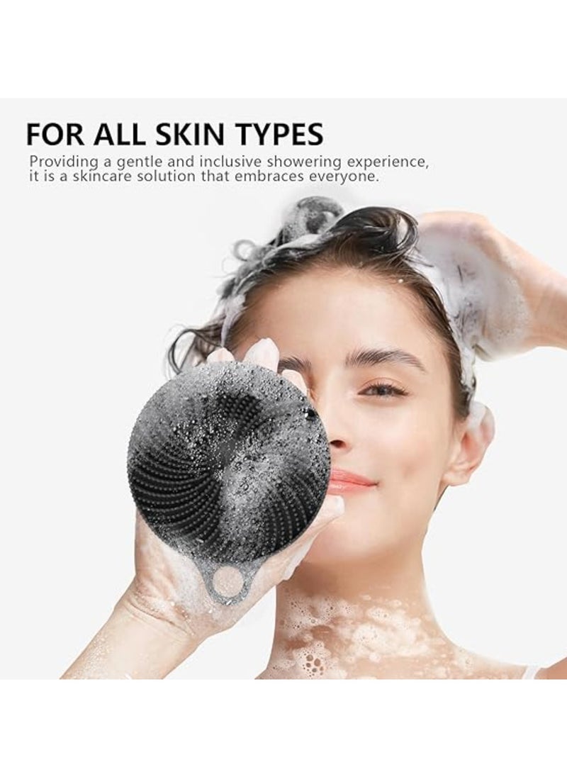 Generic 3 in 1 Silicone Brush, Face Towel, Body Shower Scrubber and Scalp Hair Massager Shampoo Brush, Deeply Cleanse Skin, Dandruff Removal and Hair Growth, Gentle for Women Men Sensitive Skin,  Food-Grade  - Image 1