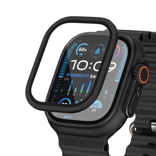 FLOLAB NanoArmour for Apple Watch Ultra 3 Ultra 2 screen protector with AntiReflective for 49mm iWatch Ultra 1 Tempered Glass Enhance Display Easy to Install Aluminum Frame Original Black - Image 1