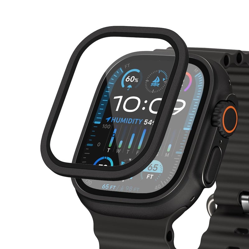 FLOLAB NanoArmour for Apple Watch Ultra 3 Ultra 2 screen protector with AntiReflective for 49mm iWatch Ultra 1 Tempered Glass Enhance Display Easy to Install Aluminum Frame Original Black - Image 2