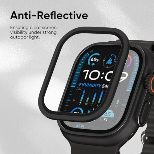 FLOLAB NanoArmour for Apple Watch Ultra 3 Ultra 2 screen protector with AntiReflective for 49mm iWatch Ultra 1 Tempered Glass Enhance Display Easy to Install Aluminum Frame Original Black - Image 3
